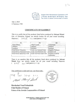 Kosher Passover Certificate until 2026-07-01